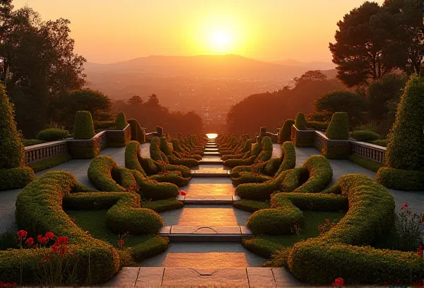 The interlocking architectural arches of Balboa Park at sunset, representing the complex harmony and multi-generational planning required for blended families.