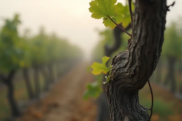 Gnarled grapevines in the morning mist of an Escondido vineyard in San Diego, reflecting the established intent of a trust settlor.