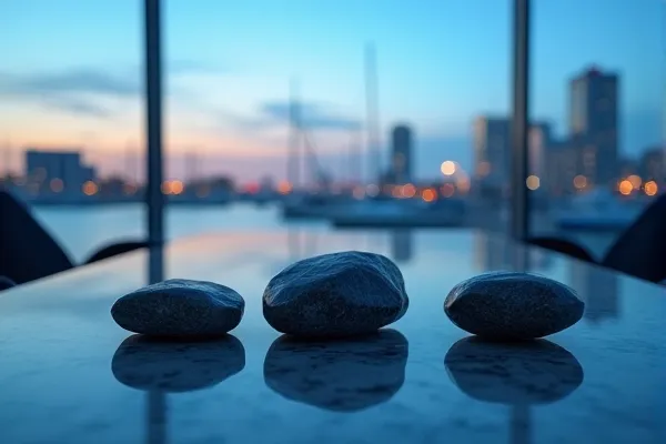 Three heavy stone elements stand in a state of absolute and unwavering alignment against a backdrop of tranquil evening light.