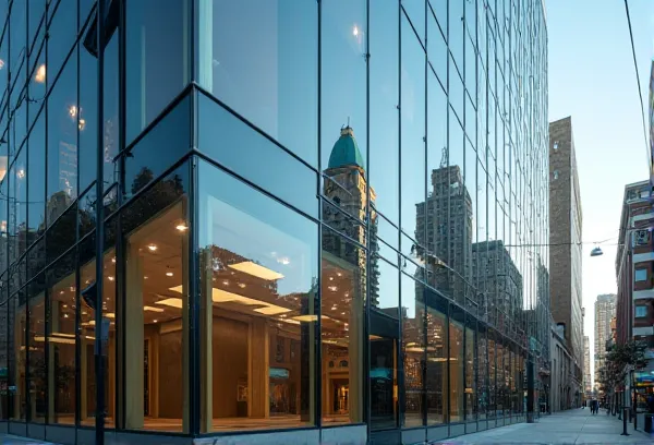 Modern glass reflections in Little Italy San Diego symbolizing the revision and modernization of a trust.