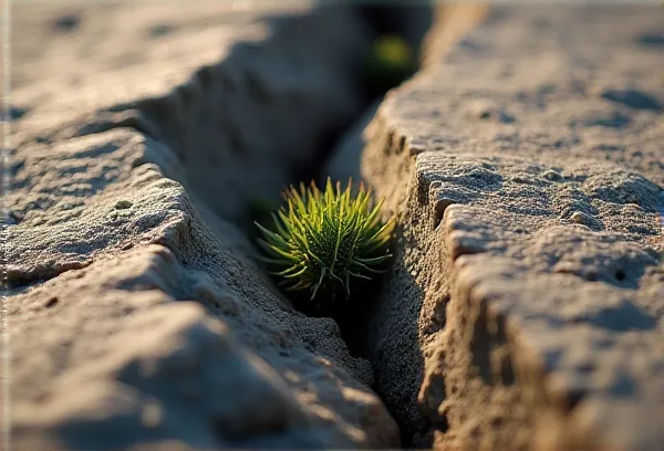 A natural granite fissure and succulent at Mt. Helix in San Diego symbolizing estate planning after a divorce.