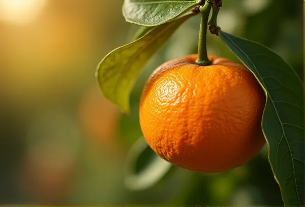 Ripe Valencia orange in a Rancho Santa Fe grove representing wealth preservation in San Diego estate planning.