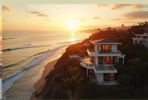 Aerial view of a luxury La Jolla family estate at sunset, representing the protection of a family legacy through tax-efficient transfer structuring.
