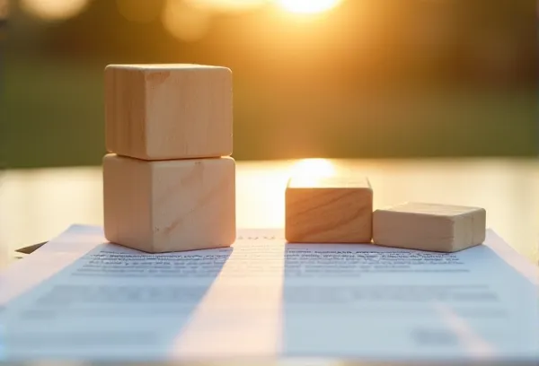 Child wood blocks resting on legal guardianship papers with a soft-focus San Diego coastal background, symbolizing the protection of minor children in an estate plan.
