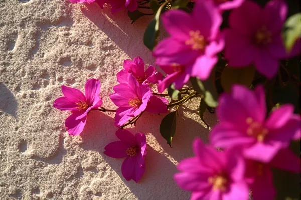 Vibrant magenta bougainvillea against a textured stucco wall in San Diego, illustrating the permanent nature of irrevocable trust planning.